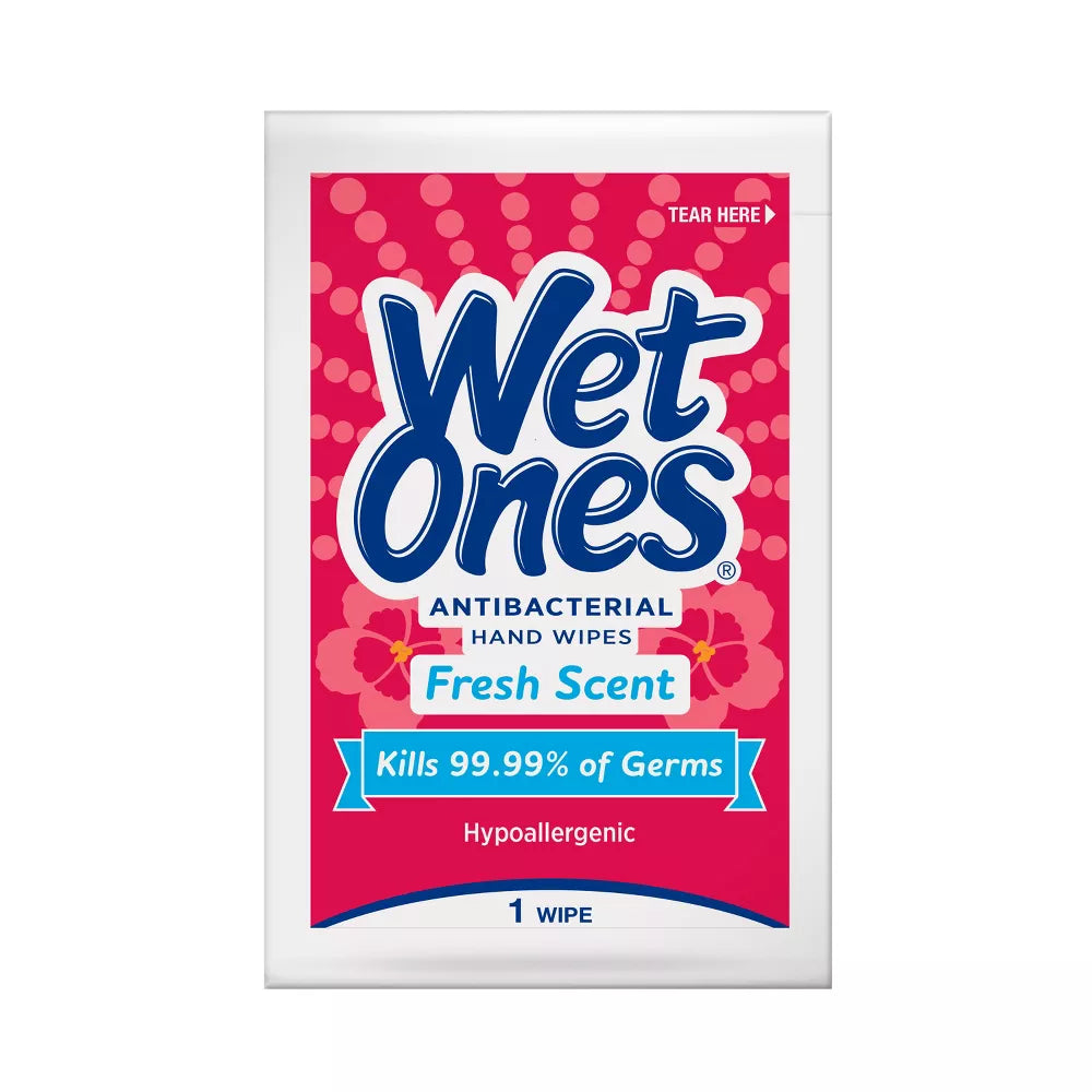 Wet Ones antibacterial aloe hand wipes – 24 single-use packets for vending