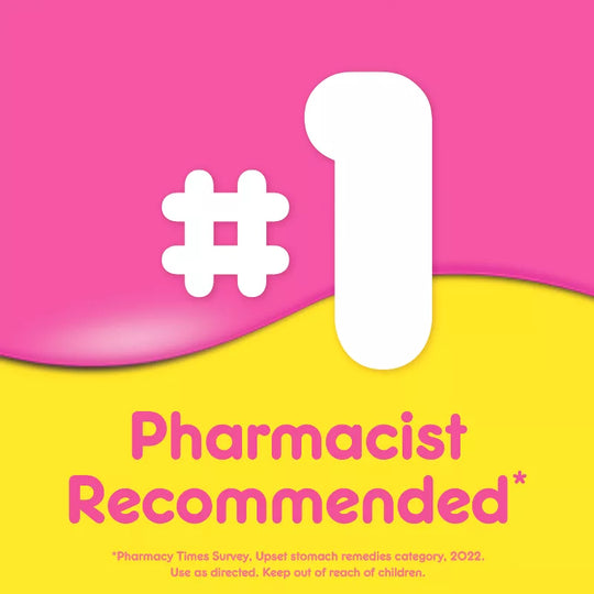 PEPTO-BISMOL Original Chewable Tablets – Upset Stomach Relief, 12 Tablets per Pack