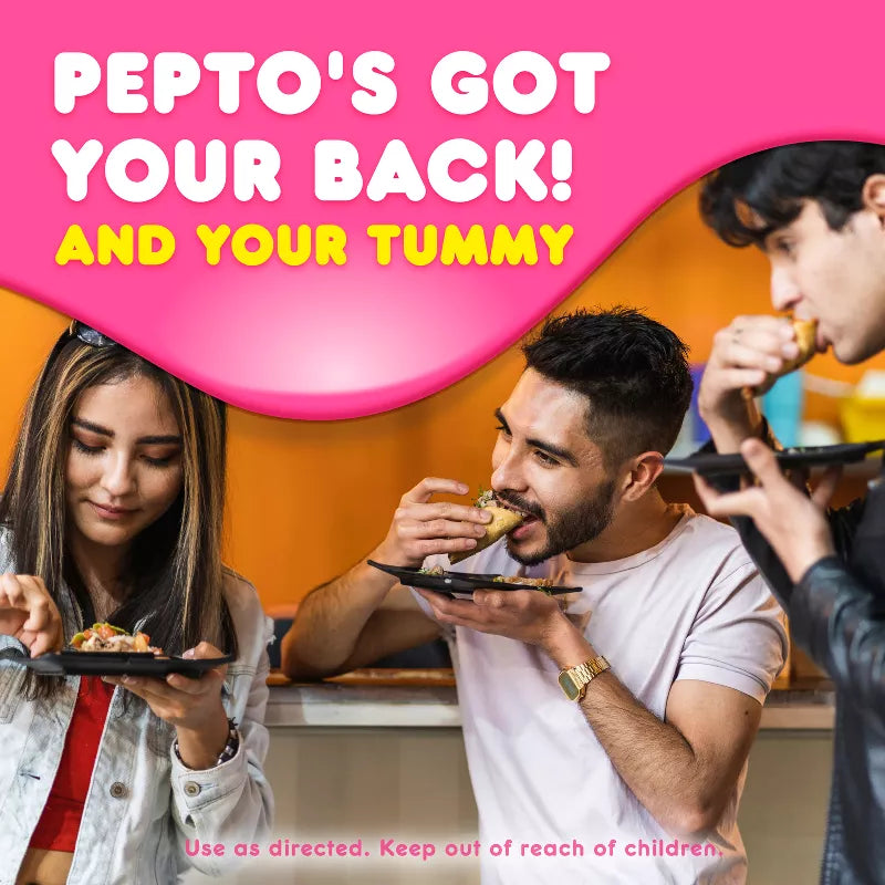 PEPTO-BISMOL Original Chewable Tablets – Upset Stomach Relief, 12 Tablets per Pack