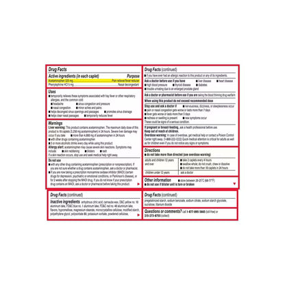 Tylenol Sinus and Headache tablets 24 count box for wellness vending machines in airports, colleges, and workplace
