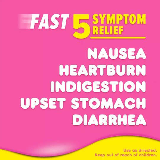 PEPTO-BISMOL Original Chewable Tablets – Upset Stomach Relief, 12 Tablets per Pack