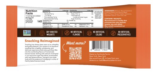 Earthside Farms Banana Bread Walnuts- 1.5 oz wellness vending machine university campuses
