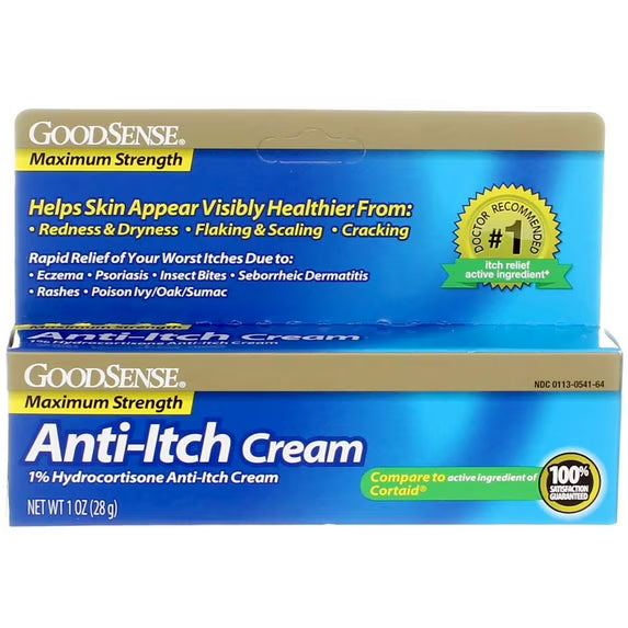 Good Sense Itch Relief Cream hydrocortisone 1 percent 1 oz tube for wellness vending machines in airports, colleges, and workplaces
