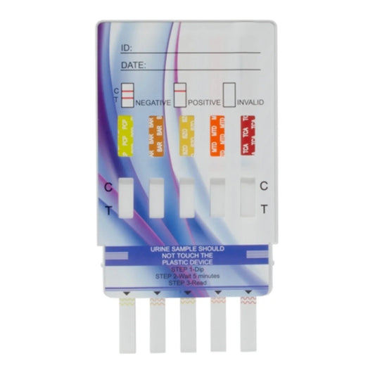 Healgen 7 Panel Dip: AMP1000, BZO300, COC300, MET1000, OPI2000, OXY100, THC50 (FDA 510(k), CLIA Waived) 25 Tests