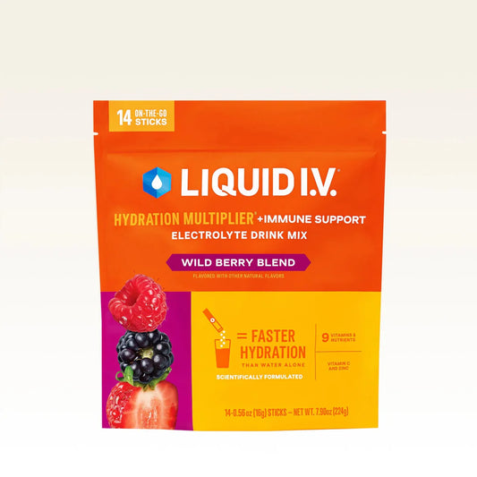 LIQUID I.V.® Hydration Multiplier + Immune Support – Wild Berry Blend, 42 Pouches