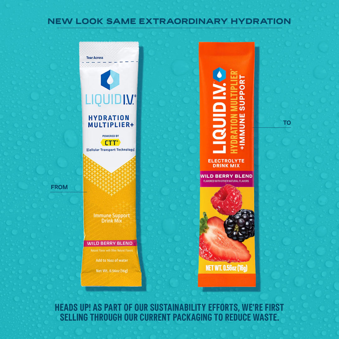 LIQUID I.V.® Hydration Multiplier + Immune Support – Wild Berry Blend, 42 Pouches