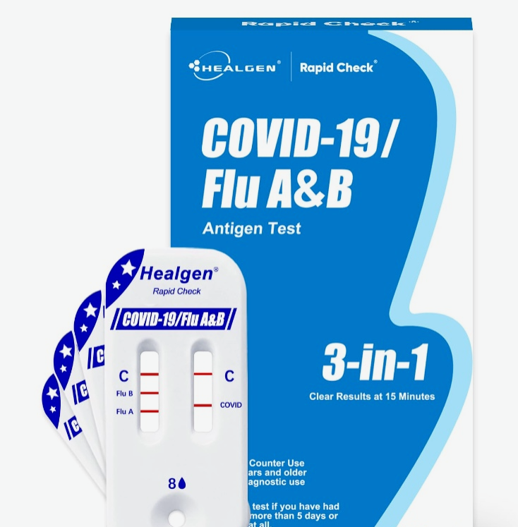 Healgen® Rapid Check® COVID-19/Flu A&B Antigen Test OTC / Self-Test, 2-Pack