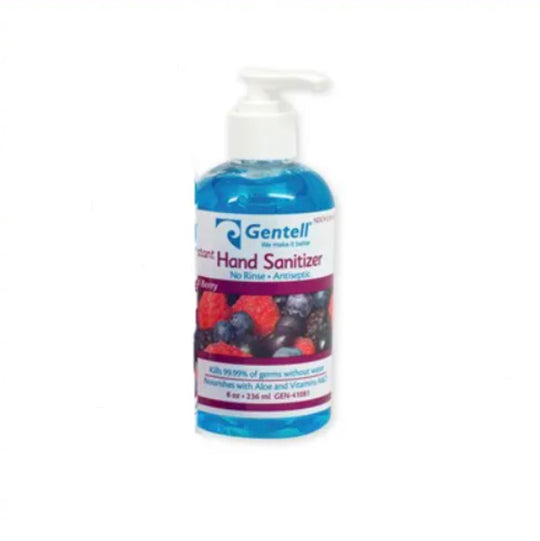 Gentell Instant Hand Sanitizer – Wild Berry or Mango Coconut Scent, 8 oz Pump Bottle (12 per case)