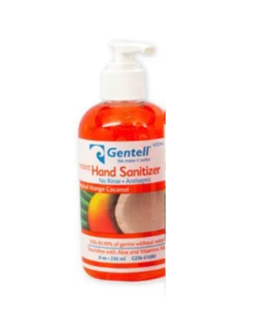 Gentell Instant Hand Sanitizer – Wild Berry or Mango Coconut Scent, 8 oz Pump Bottle (12 per case)