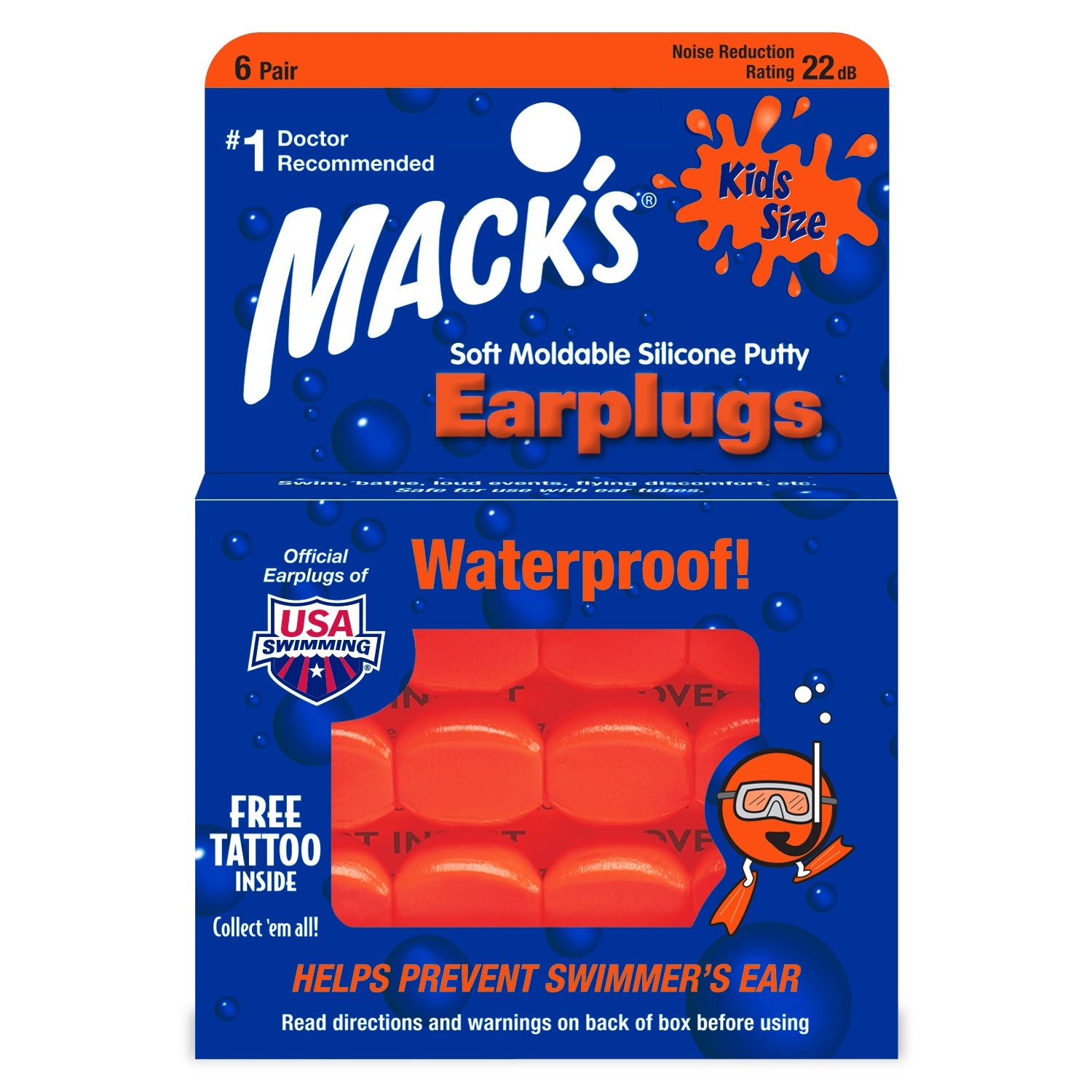 Mack's Soft Moldable Silicone Putty Kids Size Earplugs - 6 Pairs wellness vending machine