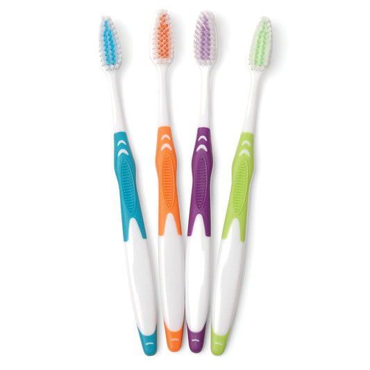 FRESHMINT® Rubber Grip Handle Toothbrush, 144 Individually Wrapped, Assorted Colors