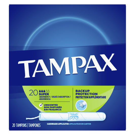 Tampax® Super Absorbency Tampons 20 per box, 24 boxes per case