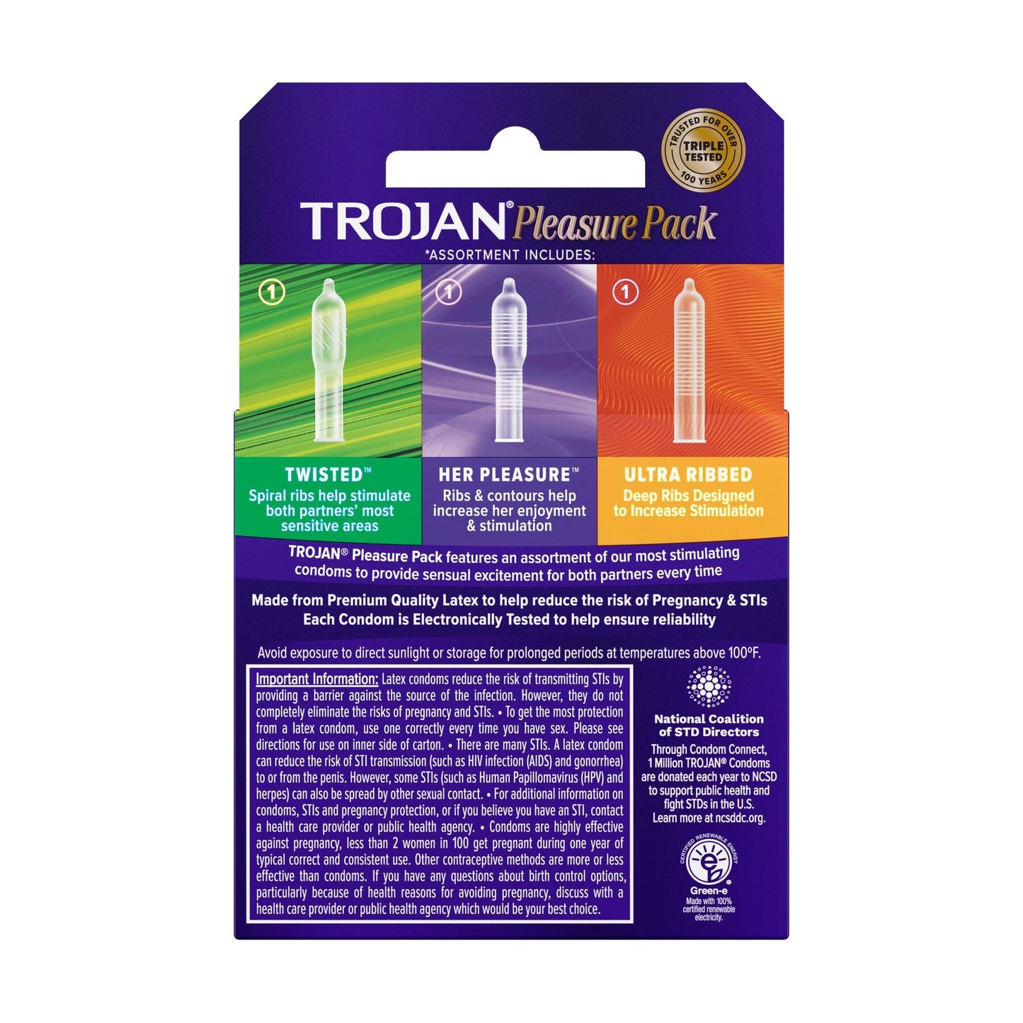 Trojan Condoms Pleasure Pack - Box of 3 wellness vending machine university campuses