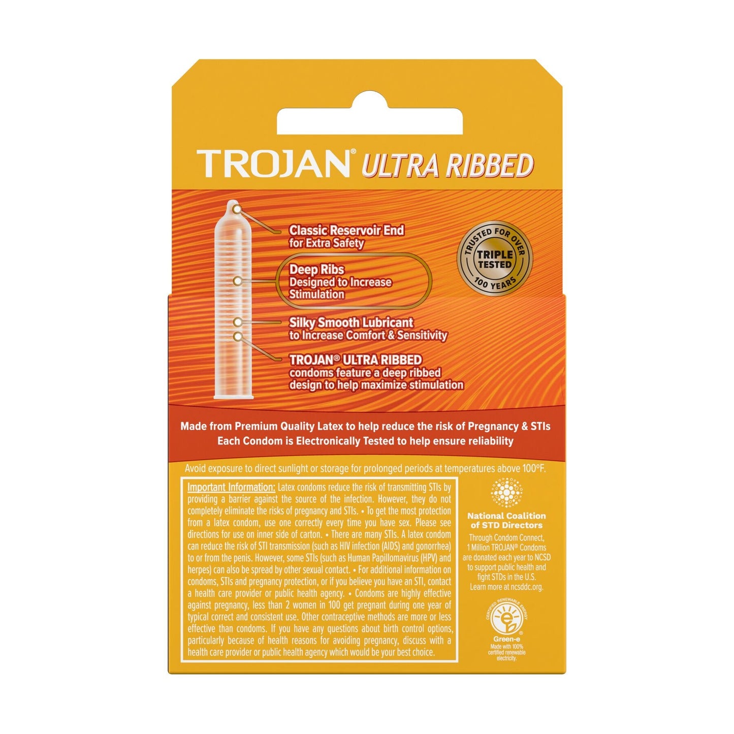 Trojan Ultra Ribbed Condoms - Box of 3 wellness vending machine university campuses