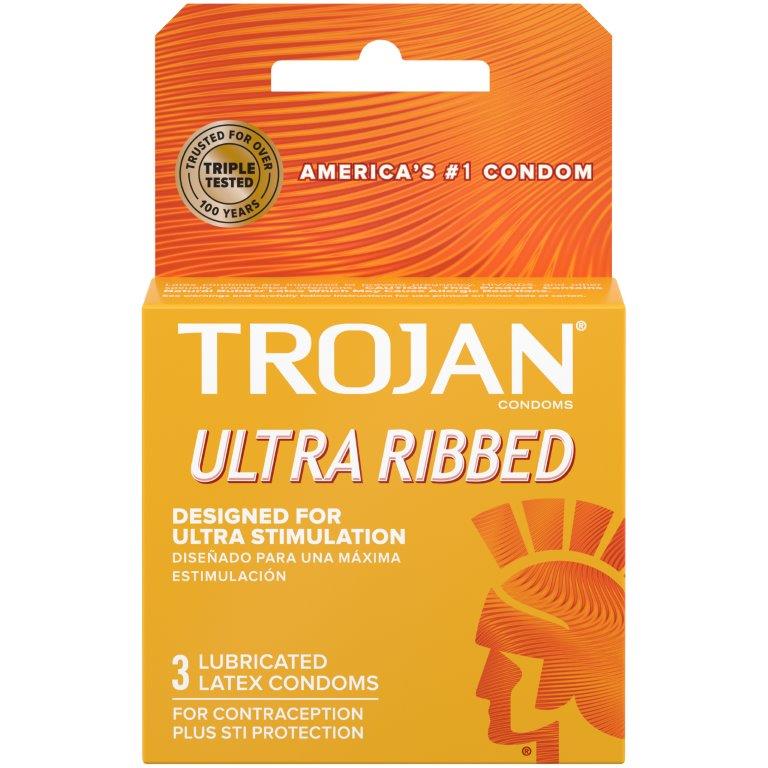 Trojan Ultra Ribbed Condoms - Box of 3 wellness vending machine