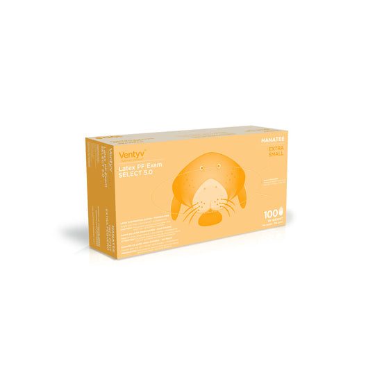 VENTYV® Select 5.0™ Natural Latex Exam Gloves (Manatee) – Case of 10 Boxes