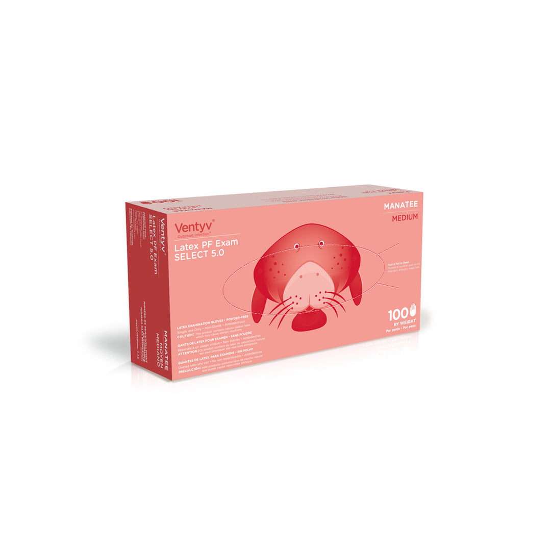 VENTYV® Select 5.0™ Natural Latex Exam Gloves (Manatee) – Case of 10 Boxes