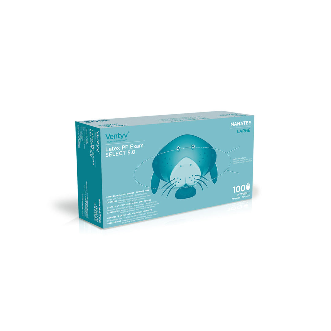 VENTYV® Select 5.0™ Natural Latex Exam Gloves (Manatee) – Case of 10 Boxes