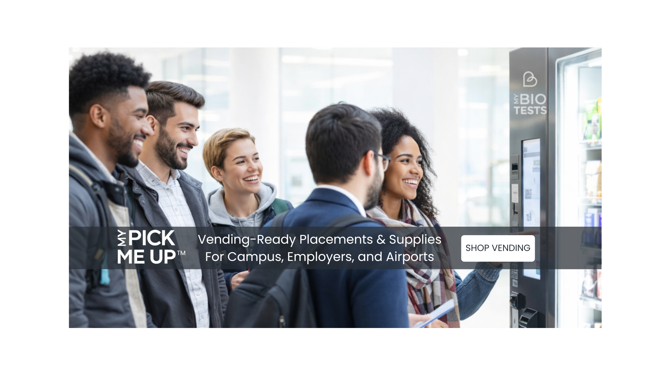 College wellness vending machine photo — FDA-regulated rapid tests & OTC supplies