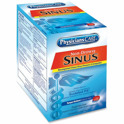 PhysiciansCare Sinus Relief Packets, 1 Tablet Per Packet, Box of 50