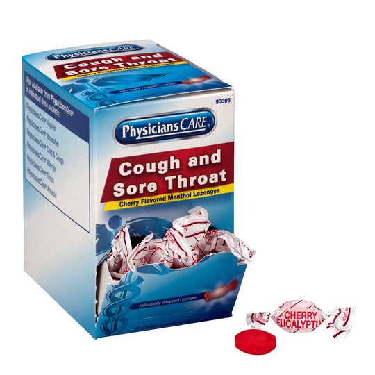 PhysiciansCare Cherry Flavor Cough & Throat Lozenges, 50 Pack