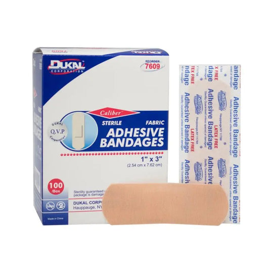 DUKAL First Aid® Flexible Fabric Adhesive Bandages – 1" x 3", Sterile, 24 Boxes