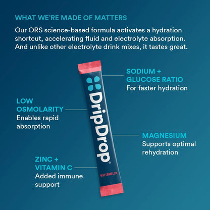 DripDrop® Hydration Electrolyte Powder – 16-Stick Variety Pack | Non-GMO, Gluten-Free & Vegan