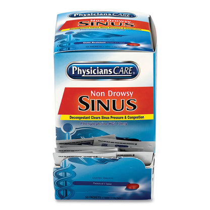 PhysiciansCare Sinus Relief Packets, 1 Tablet Per Packet, Box of 50