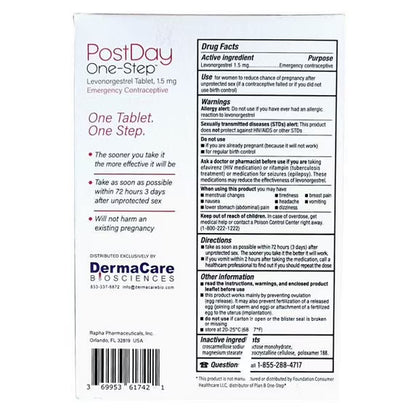 Versea PostDay One-Step Levonorgestrel Tablets - Emergency Contraceptive, 1 Count