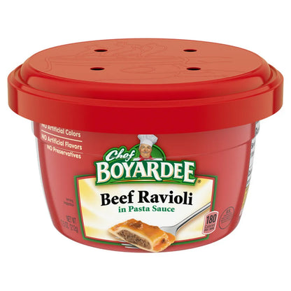 Chef Boyardee Beef Ravioli in Pasta Sauce, Microwavable Meal, 7.5 oz Bowl.