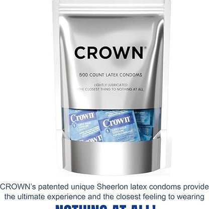 CROWN® Sheerlon™ Ultra-Thin Latex Condoms – 100 Count, Case of 1 Box