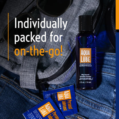 Aqua Lube® Personal Water-Based Lubricant – 144 Count Bag (0.1 Fl Oz / 3 ml Each)