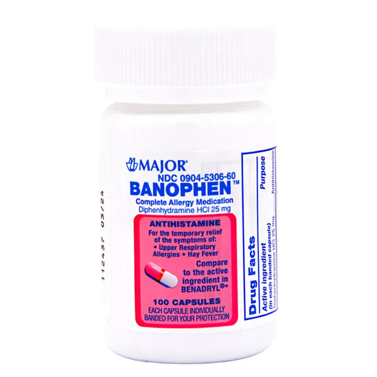 Major Banophen 25 mg Mini-Tabs Compare to Benadryl® Mini-Tabs