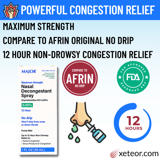 MAJOR Pharmaceutical 12-Hour Nasal Decongestant Spray, 15 mL Compare to Afrin®