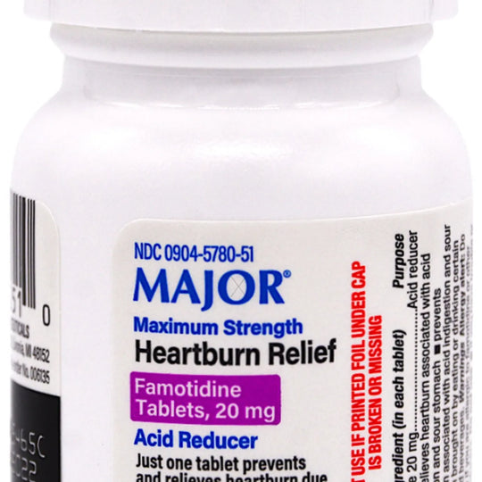 Major Pharmaceuticals Antacid Heartburn Relief Tablets – 30 Count Compare to Pepcid AC®