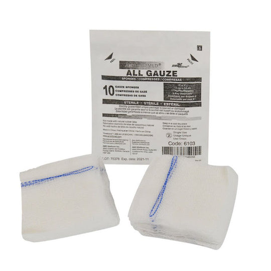 AMD MEDICOM Premium Gauze Sponge, 2" x 2", 12-Ply, Sterile, 2s