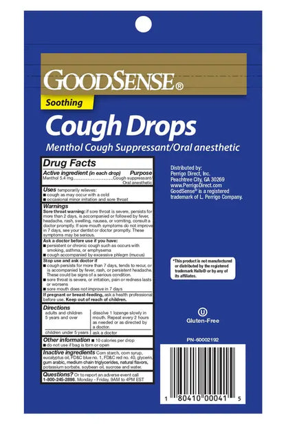 Good Sense® Menthol Cough Drops – 30 Count Bag