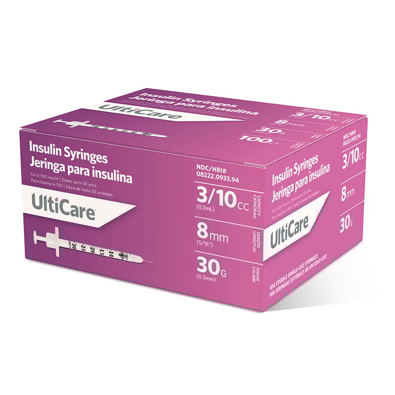 UltiMed® UltiCare™ Insulin Syringes – Box of 100