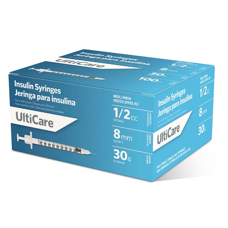 UltiMed® UltiCare™ Insulin Syringes – Box of 100