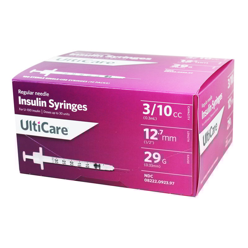 UltiMed® UltiCare™ Insulin Syringes – Box of 100