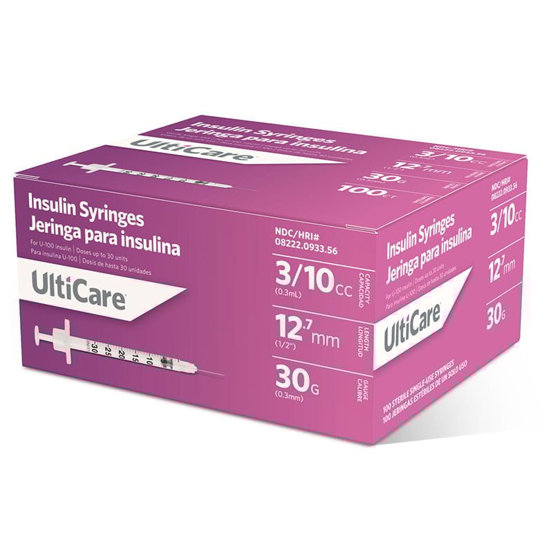 UltiMed® UltiCare™ Insulin Syringes – Box of 100