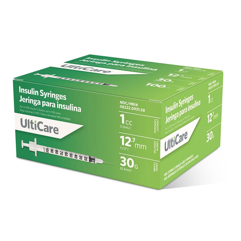UltiMed® UltiCare™ Insulin Syringes – Box of 100