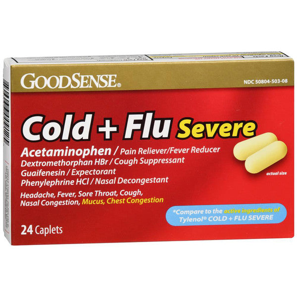 Good Sense Severe Cold and Flu tablets 24 count for wellness vending machines in airports, colleges, and workplaces